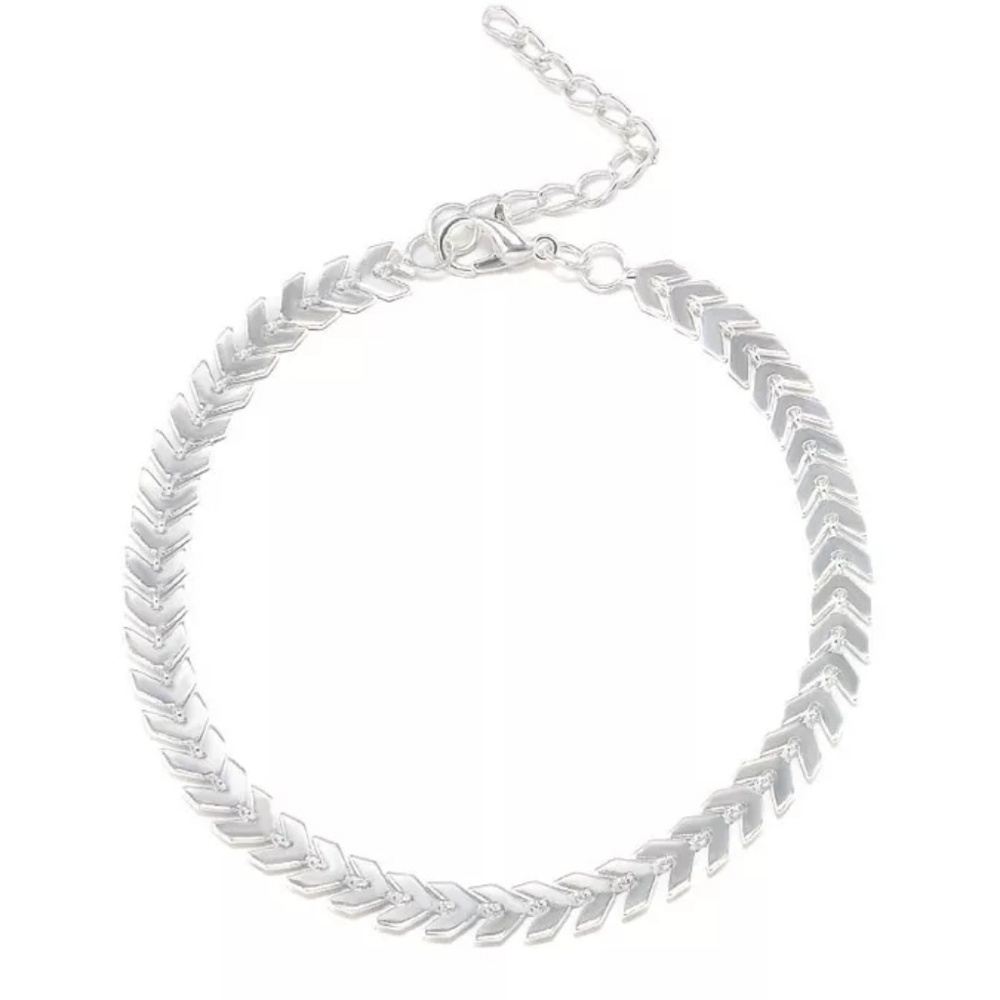 Silver Tone Arrow Anklet 10in - Picture 2 of 4